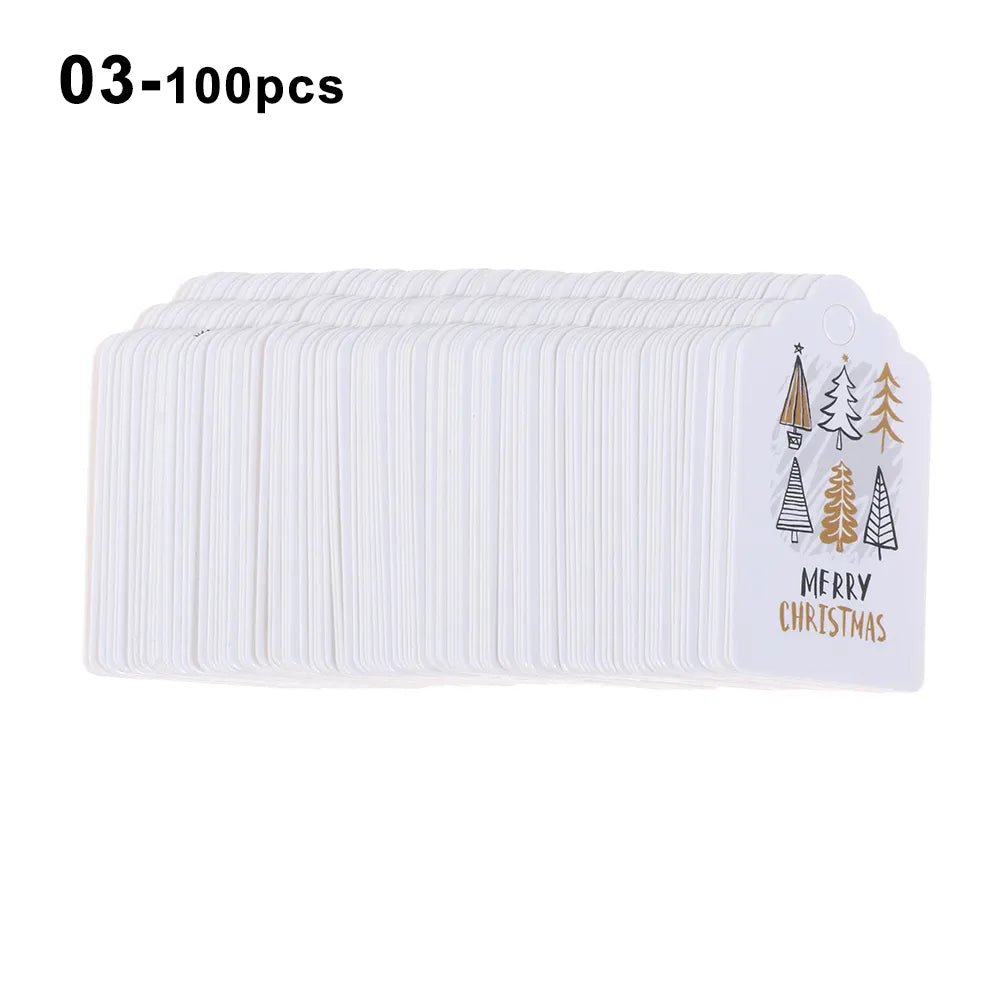 100pcs 5x3cm Aesthetic and Vibrant Christmas DIY Kraft Tags Gift Wrapping Supplies - Festive Fancies