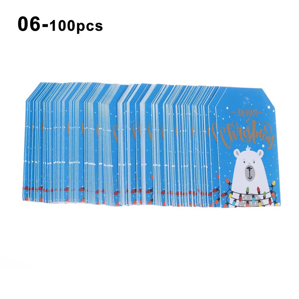 100pcs 5x3cm Aesthetic and Vibrant Christmas DIY Kraft Tags Gift Wrapping Supplies - Festive Fancies