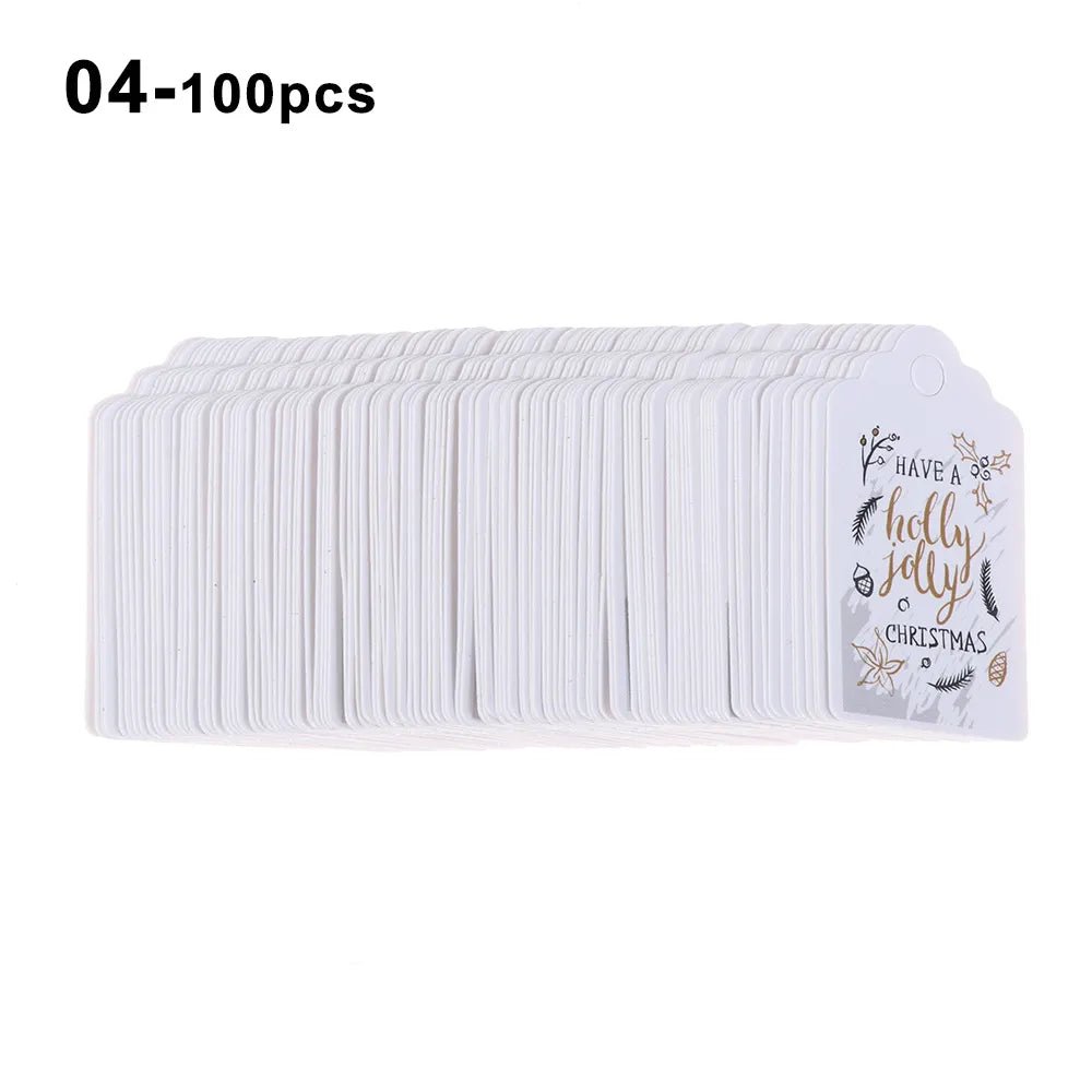 100pcs 5x3cm Aesthetic and Vibrant Christmas DIY Kraft Tags Gift Wrapping Supplies - Festive Fancies