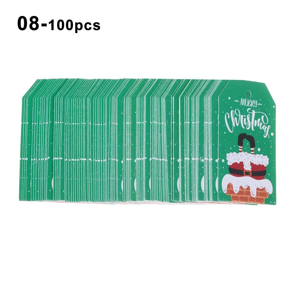 100pcs 5x3cm Aesthetic and Vibrant Christmas DIY Kraft Tags Gift Wrapping Supplies - Festive Fancies