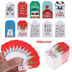 100pcs 5x3cm Aesthetic and Vibrant Christmas DIY Kraft Tags Gift Wrapping Supplies - Festive Fancies
