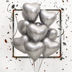12-inch Heart-Shaped Metallic Latex Balloons - Festive Fancies