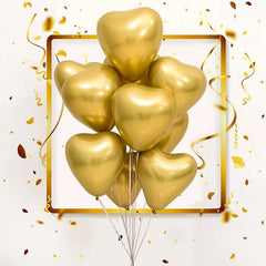 12-inch Heart-Shaped Metallic Latex Balloons - Festive Fancies