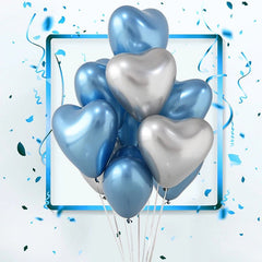 12-inch Heart-Shaped Metallic Latex Balloons - Festive Fancies