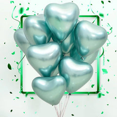 12-inch Heart-Shaped Metallic Latex Balloons - Festive Fancies