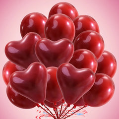 12-inch Heart-Shaped Metallic Latex Balloons - Festive Fancies