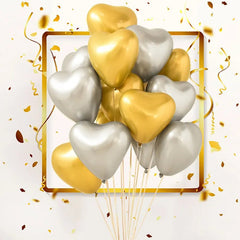 12-inch Heart-Shaped Metallic Latex Balloons - Festive Fancies