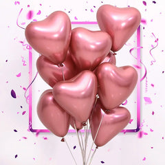 12-inch Heart-Shaped Metallic Latex Balloons - Festive Fancies