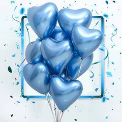 12-inch Heart-Shaped Metallic Latex Balloons - Festive Fancies