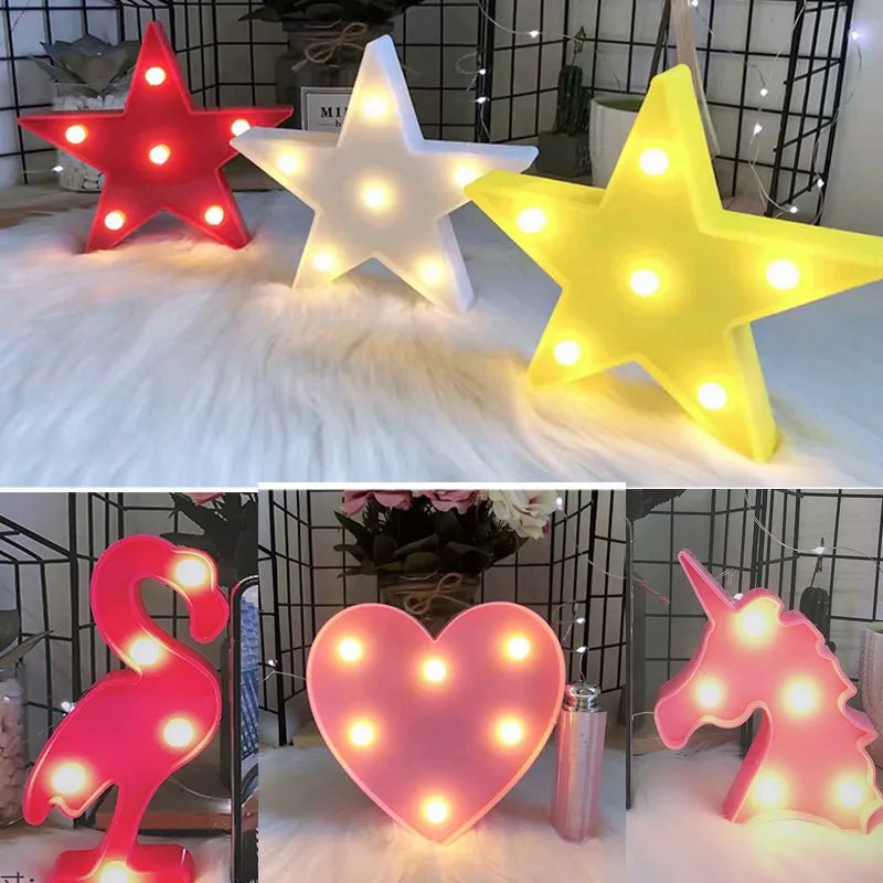 Mini LED Table Night Light Lamp 3D Shapes, Battery-Operated - Christmas Decor - Lights - Festive Fancies
