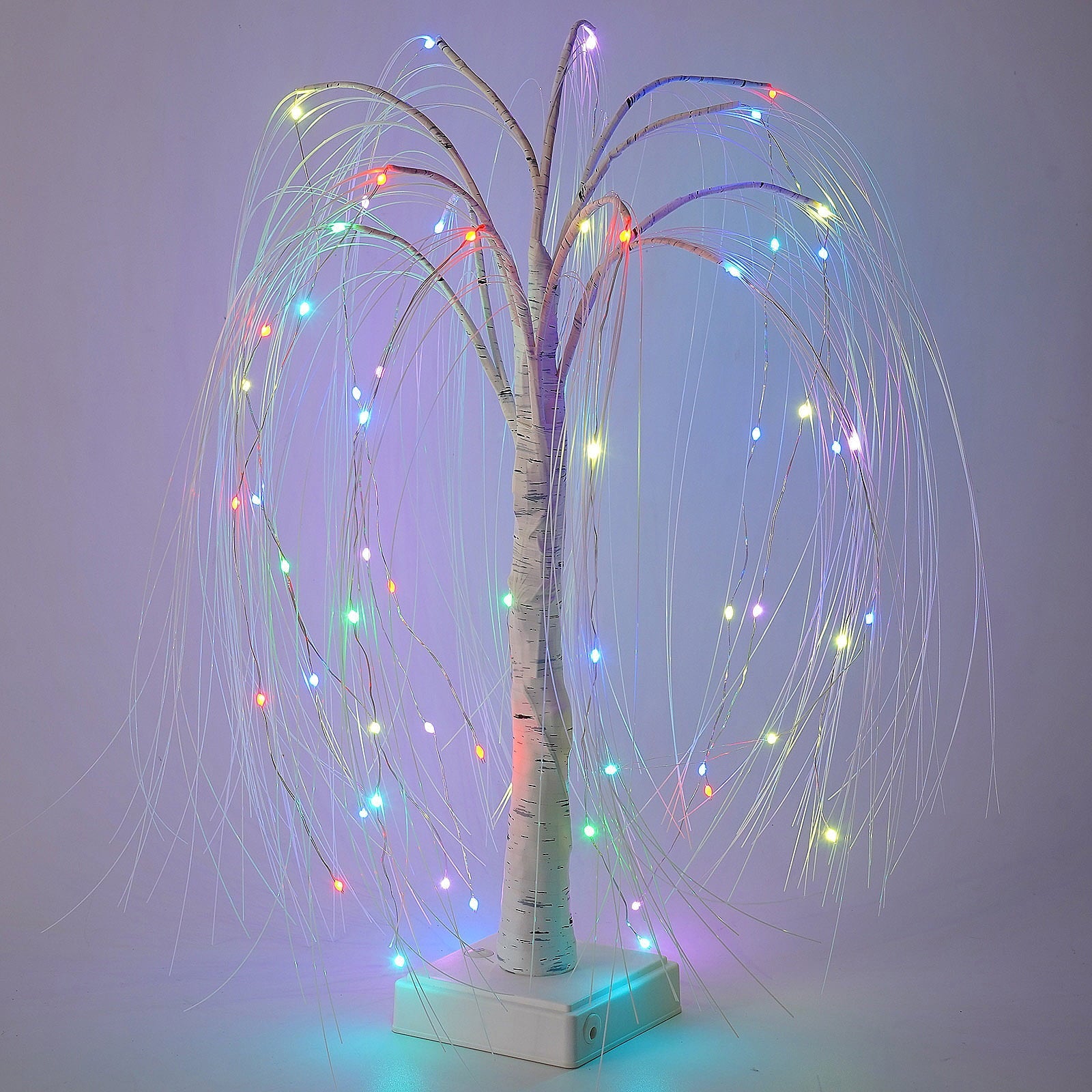24" Tabletop 60 LED Color Changing Bonsai Weeping Willow Tree with RGB Remote Control, 16 colors, USB or Battery-Operated - Christmas Decor - Lights - Festive Fancies