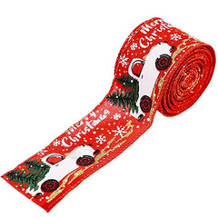 2m 5cm Christmas Burlap Ribbon With Wired Edge - Festive Fancies