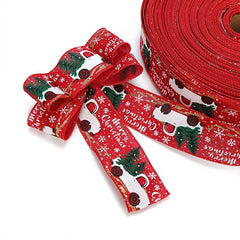 2m 5cm Christmas Burlap Ribbon With Wired Edge - Festive Fancies