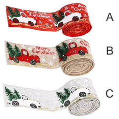 2m 5cm Christmas Burlap Ribbon With Wired Edge - Festive Fancies