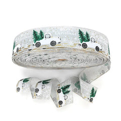 2m 5cm Christmas Burlap Ribbon With Wired Edge - Festive Fancies