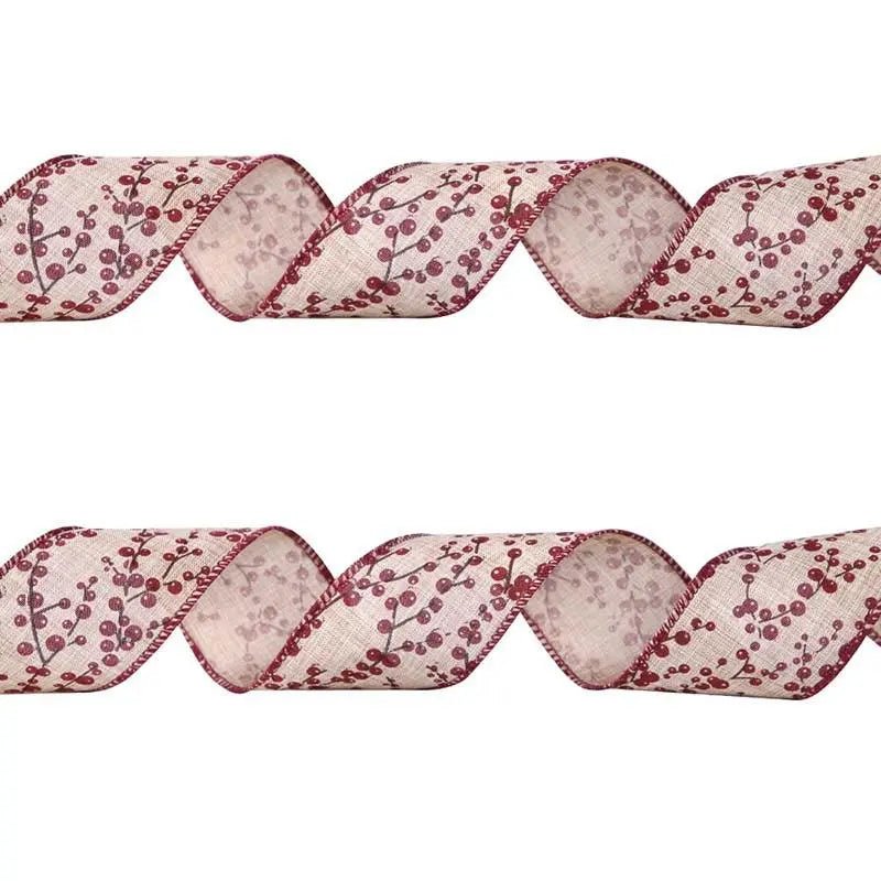 2m 5cm Christmas Burlap Ribbon With Wired Edge - Festive Fancies