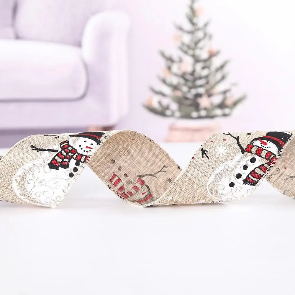 2m 5cm Christmas Burlap Ribbon With Wired Edge - Festive Fancies