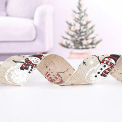 2m 5cm Christmas Burlap Ribbon With Wired Edge - Festive Fancies