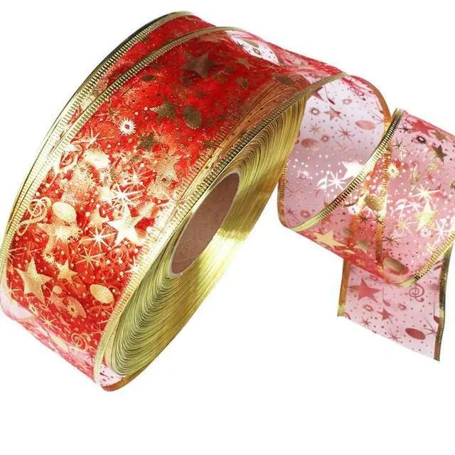 2m 5cm Christmas Burlap Ribbon With Wired Edge - Festive Fancies