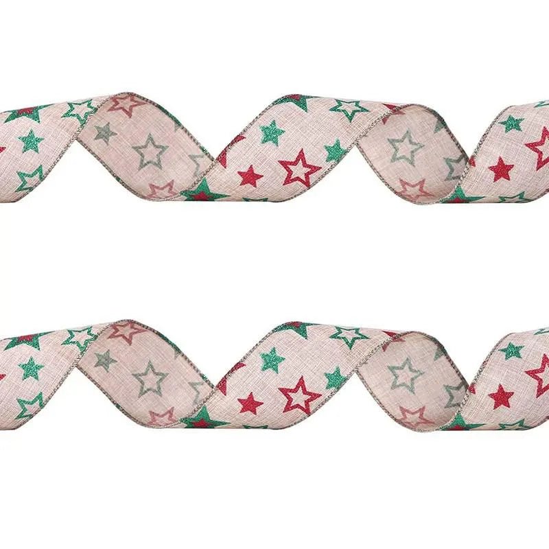 2m 5cm Christmas Burlap Ribbon With Wired Edge - Festive Fancies