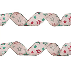 2m 5cm Christmas Burlap Ribbon With Wired Edge - Festive Fancies