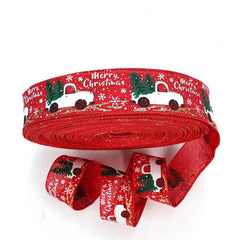 2m 5cm Christmas Burlap Ribbon With Wired Edge - Festive Fancies