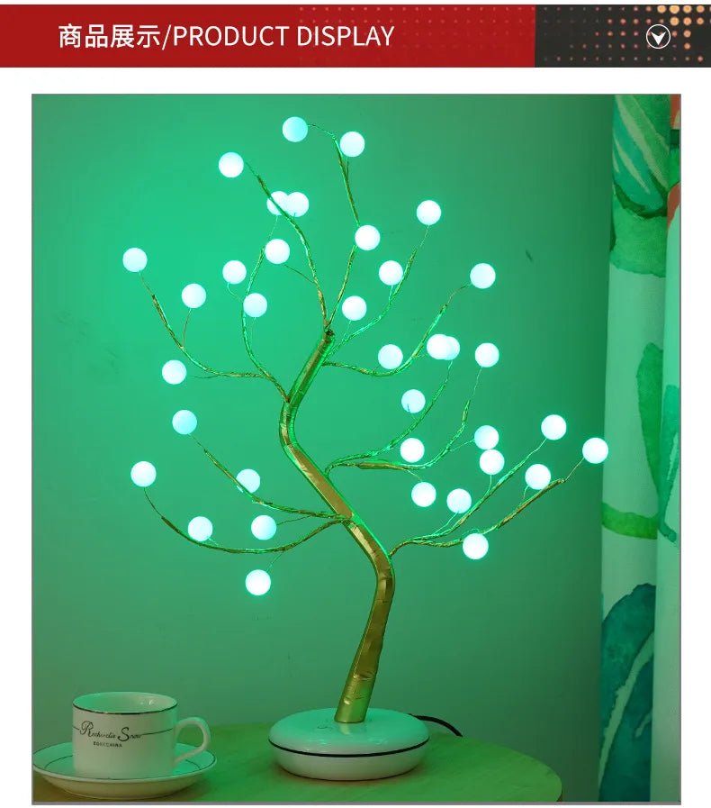 36 Pearls with 16LED Color Changing Lights Table Top Pearl Bonsai Tree Battery or USB Powered Touch Switch - Festive Fancies