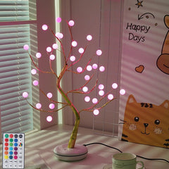 36 Pearls with 16LED Color Changing Lights Table Top Pearl Bonsai Tree Battery or USB Powered Touch Switch - Festive Fancies