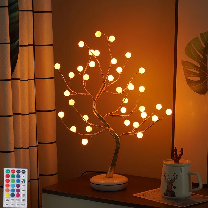 36 Pearls with 16LED Color Changing Lights Table Top Pearl Bonsai Tree Battery or USB Powered Touch Switch - Festive Fancies