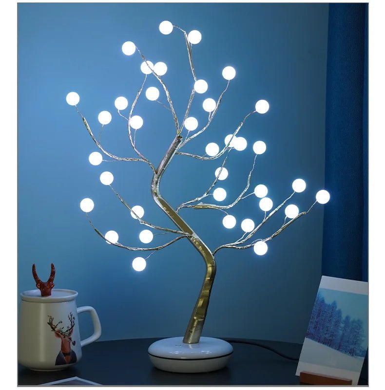 36 Pearls with 16LED Color Changing Lights Table Top Pearl Bonsai Tree Battery or USB Powered Touch Switch - Festive Fancies