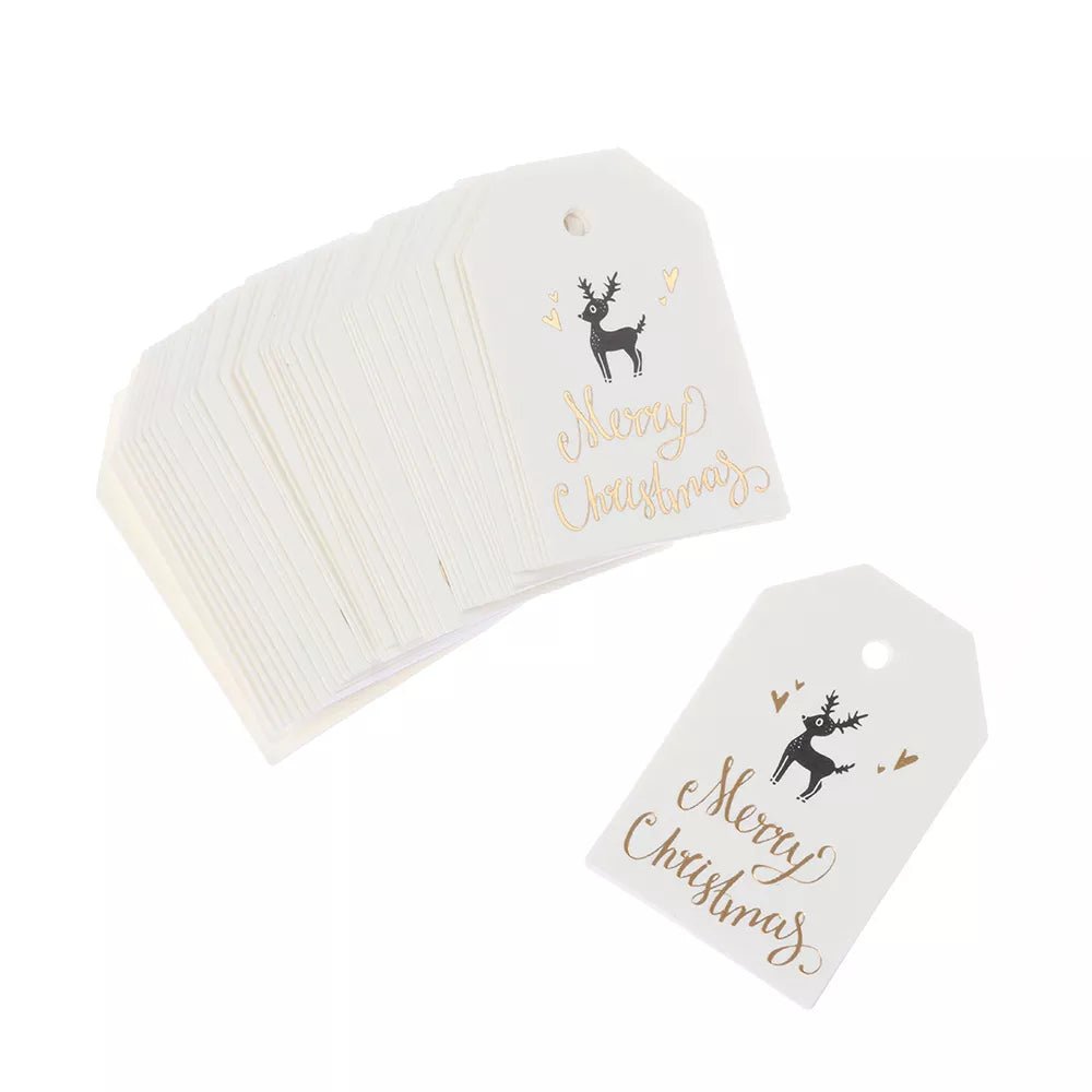 50pcs 6.8*4.5cm Aesthetic Christmas DIY Kraft Tags Gift Wrapping Supplies - Festive Fancies