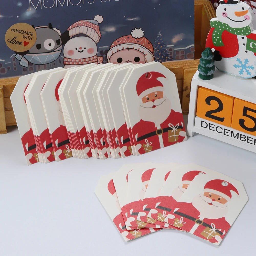 50pcs 6.8*4.5cm Aesthetic Christmas DIY Kraft Tags Gift Wrapping Supplies - Festive Fancies