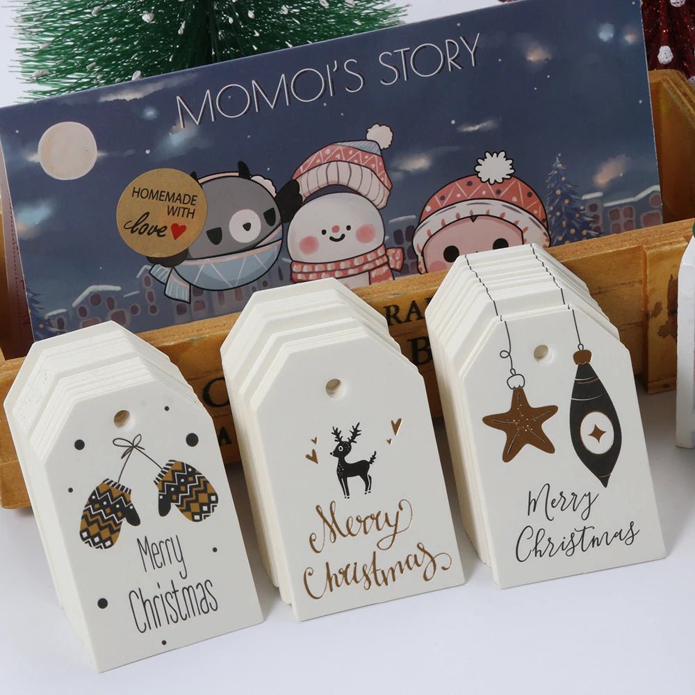 50pcs 6.8*4.5cm Aesthetic Christmas DIY Kraft Tags Gift Wrapping Supplies - Festive Fancies