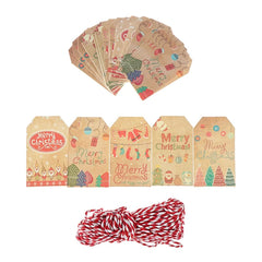 50pcs 6.8*4.5cm Vibrant Christmas DIY Kraft Tags Gift Wrapping Supplies - Festive Fancies