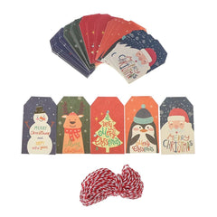 50pcs 6.8*4.5cm Vibrant Christmas DIY Kraft Tags Gift Wrapping Supplies - Festive Fancies