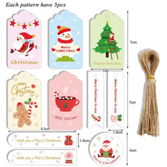 50pcs 6.8*4.5cm Vibrant Christmas DIY Kraft Tags Gift Wrapping Supplies - Festive Fancies