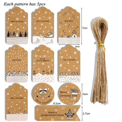 50pcs 6.8*4.5cm Vibrant Christmas DIY Kraft Tags Gift Wrapping Supplies - Festive Fancies
