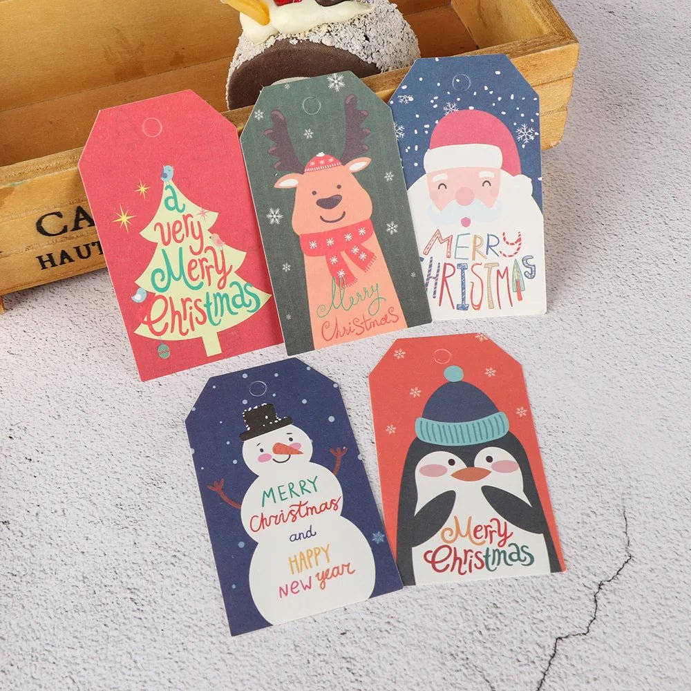 50pcs 6.8*4.5cm Vibrant Christmas DIY Kraft Tags Gift Wrapping Supplies - Festive Fancies