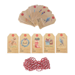 50pcs 6.8*4.5cm Vibrant Christmas DIY Kraft Tags Gift Wrapping Supplies - Festive Fancies