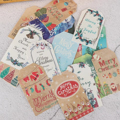 50pcs 6.8*4.5cm Vibrant Christmas DIY Kraft Tags Gift Wrapping Supplies - Festive Fancies