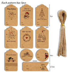 50pcs 6.8*4.5cm Vibrant Christmas DIY Kraft Tags Gift Wrapping Supplies - Festive Fancies