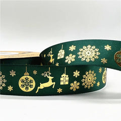 5yards 25mm Christmas Ribbon Printed Christmas Polyester Ribbon For Gift Packing - Festive Fancies