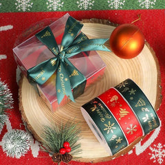 5yards 25mm Christmas Ribbon Printed Christmas Polyester Ribbon For Gift Packing - Festive Fancies