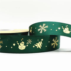5yards 25mm Christmas Ribbon Printed Christmas Polyester Ribbon For Gift Packing - Festive Fancies