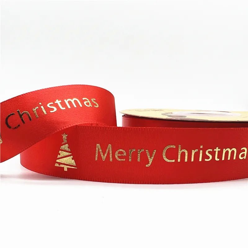5yards 25mm Christmas Ribbon Printed Christmas Polyester Ribbon For Gift Packing - Festive Fancies