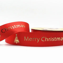 5yards 25mm Christmas Ribbon Printed Christmas Polyester Ribbon For Gift Packing - Festive Fancies