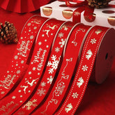 5yards 25mm Christmas Ribbon Printed Christmas Polyester Ribbon For Gift Packing - Festive Fancies