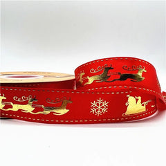 5yards 25mm Christmas Ribbon Printed Christmas Polyester Ribbon For Gift Packing - Festive Fancies