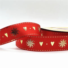 5yards 25mm Christmas Ribbon Printed Christmas Polyester Ribbon For Gift Packing - Festive Fancies
