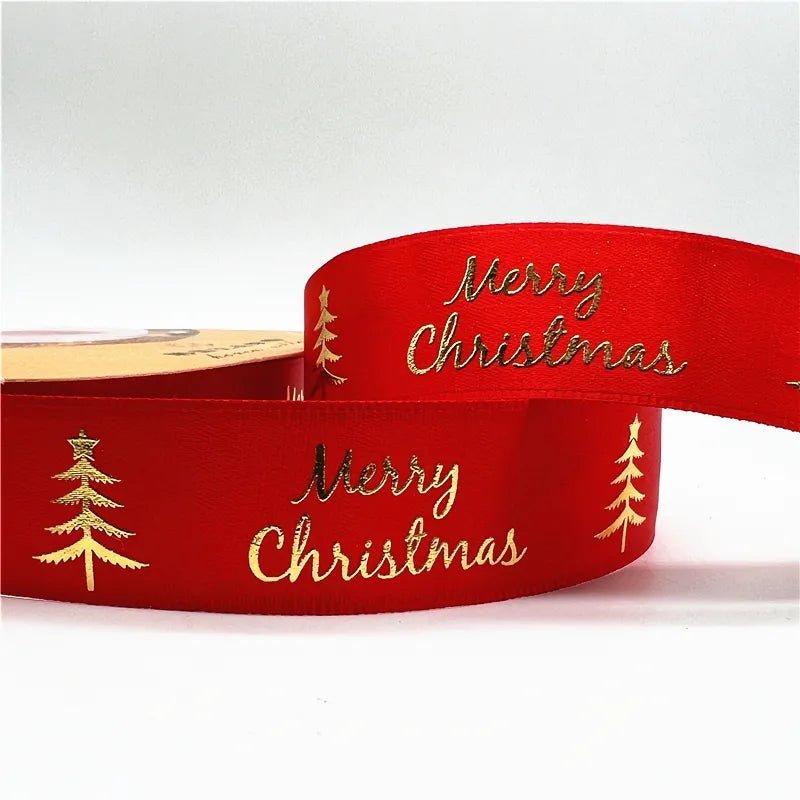 5yards 25mm Christmas Ribbon Printed Christmas Polyester Ribbon For Gift Packing - Festive Fancies